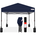 Best Choice Products 8x8ft Pop Up Canopy Tent, Outdoor Shade, 1 Person 1 Minute Set Up, Carry Case, 4 Weight Bags - Navy Blue