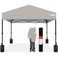 Best Choice Products 8x8ft Pop Up Canopy Tent, Outdoor Shade, 1 Person 1 Minute Set Up, Carry Case, 4 Weight Bags - Light Gray
