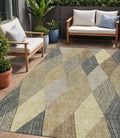 5 X 8 Brown Gold And Taupe Argyle Washable Indoor Outdoor Area Rug
