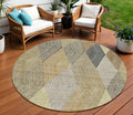 8 Brown Gold And Taupe Round Argyle Washable Indoor Outdoor Area Rug