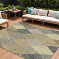 9 X 12 Brown Gold And Taupe Argyle Washable Indoor Outdoor Area Rug