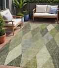 5 X 8 Olive Green Gray And Ivory Argyle Washable Indoor Outdoor Area Rug