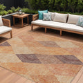 9 X 12 Orange Peach And Ruby Red Argyle Washable Indoor Outdoor Area Rug