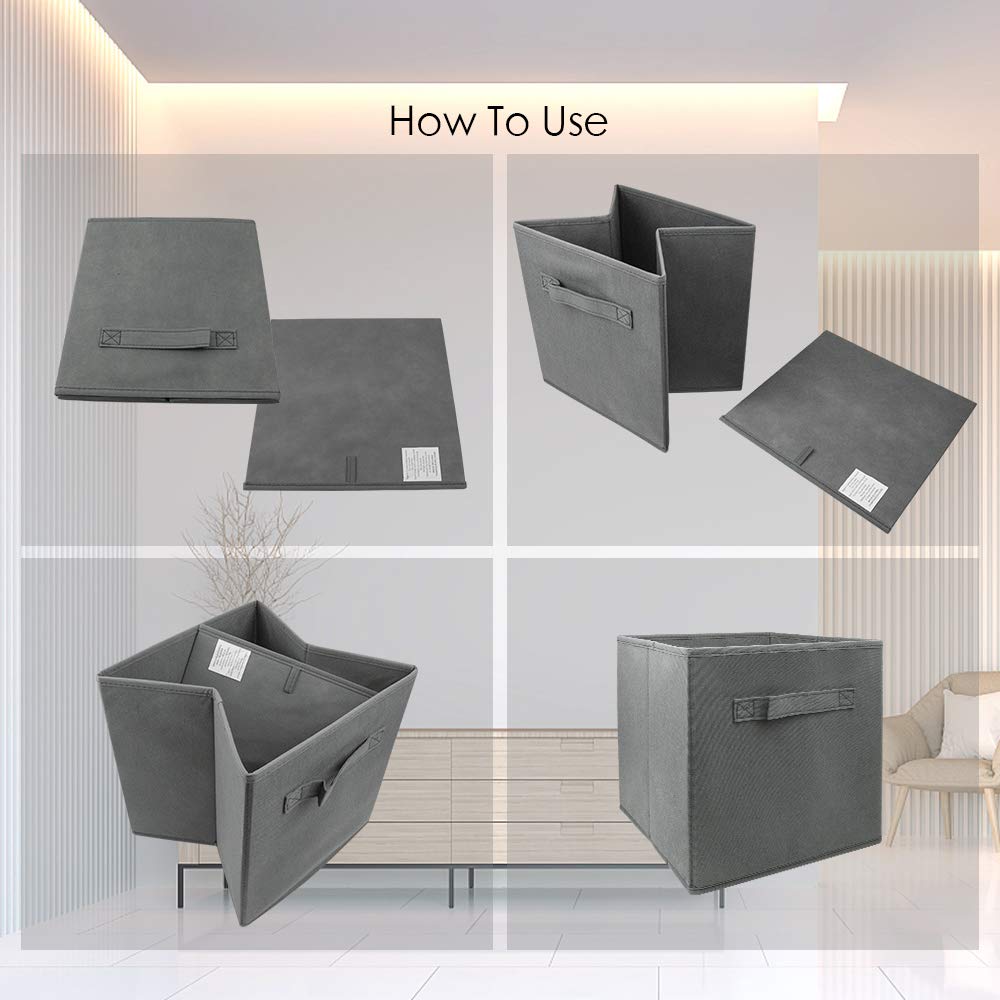 Ebigic Mini Size 1-Pack Cube Storage Bins 9.0''X7.5''X7.5'' Fabirc Foldable Closet Toy Organizer Collapsible Cloth Gray