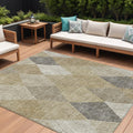 9 X 12 Wheat Taupe And Ivory Argyle Washable Indoor Outdoor Area Rug