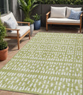 5 X 8 Sage And Ivory Geometric Washable Indoor Outdoor Area Rug