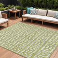 8 X 10 Sage And Ivory Geometric Washable Indoor Outdoor Area Rug