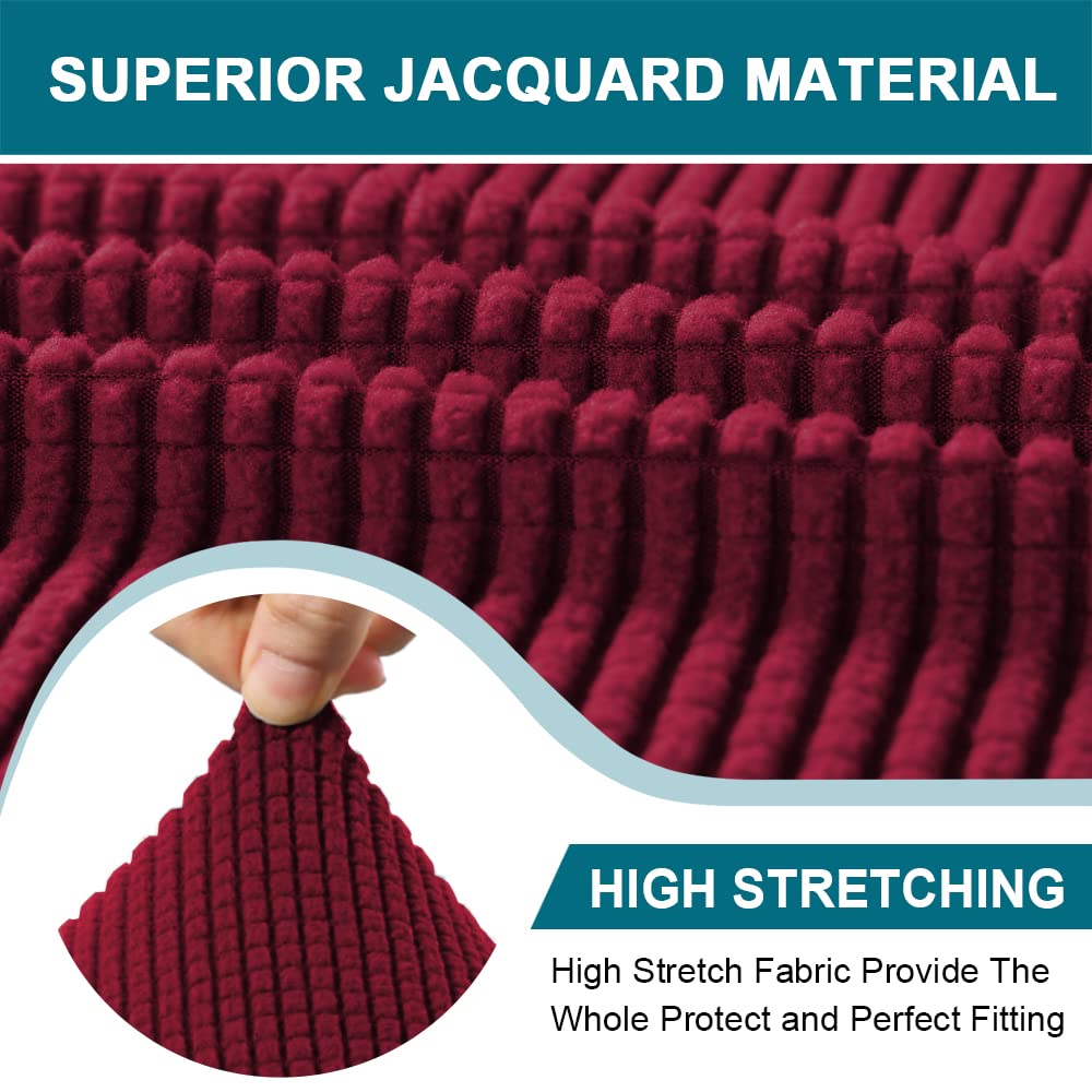 Turquoize 3 Piece T Cushion Sofa Slipcovers Sofa Cover For T Cushion Sofa Couches Stretch Couch Cover Furniture Covers With 2 Individual T Cushion Covers, Machine Washable (2 Cushion Sofa, Burgundy)