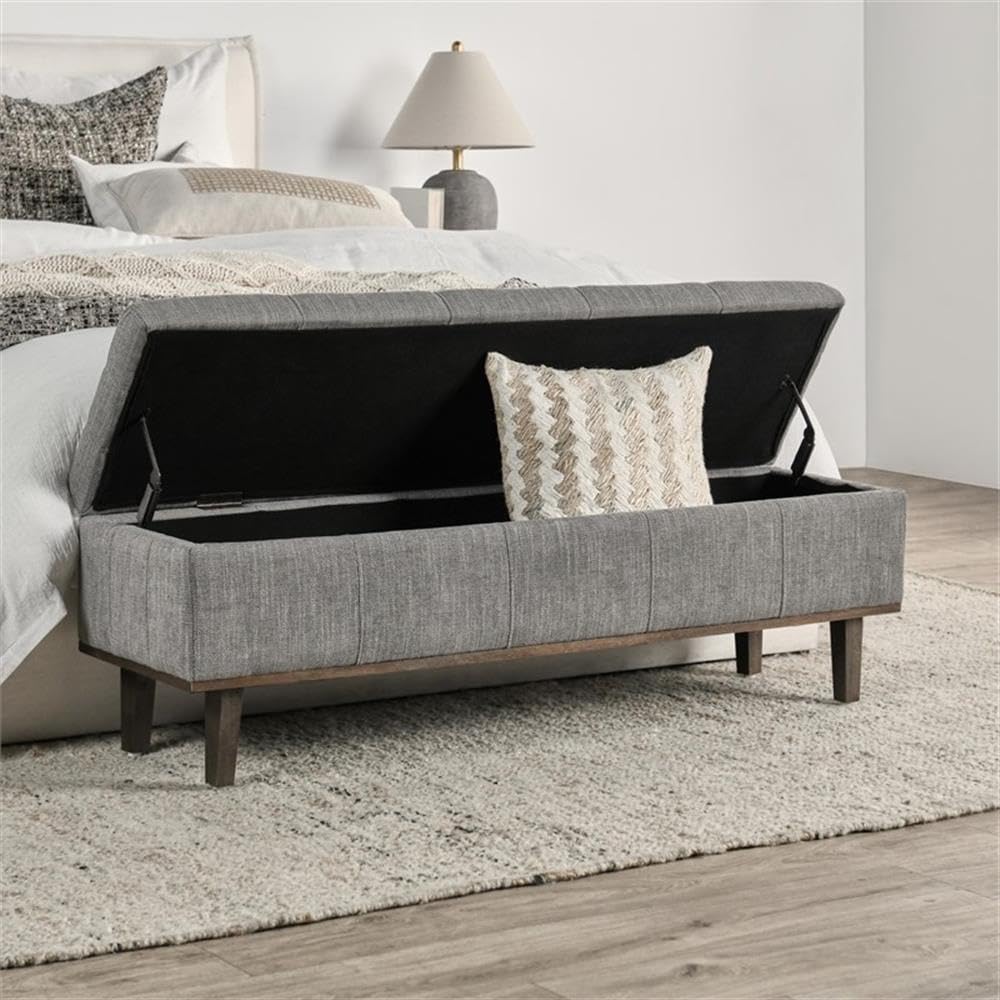 Kosas Home Louise 54" Polyester Fabric Tufted Storage Bench