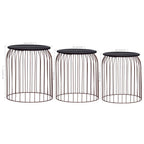 vidaXL Set of 3 Copper Coffee Tables - Versatile Usage, Solid Wood Tabletop, Powder-Coated Metal Frame, Space-Saving, Scandinavian Styling.