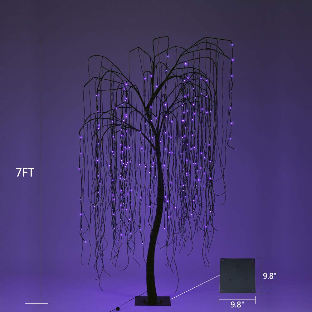 Lightshare 7 Feet Halloween Willow Tree With Spiders, 256 Led Lights For Home, Festival,Nativity, Party, And Christmas Decoratio