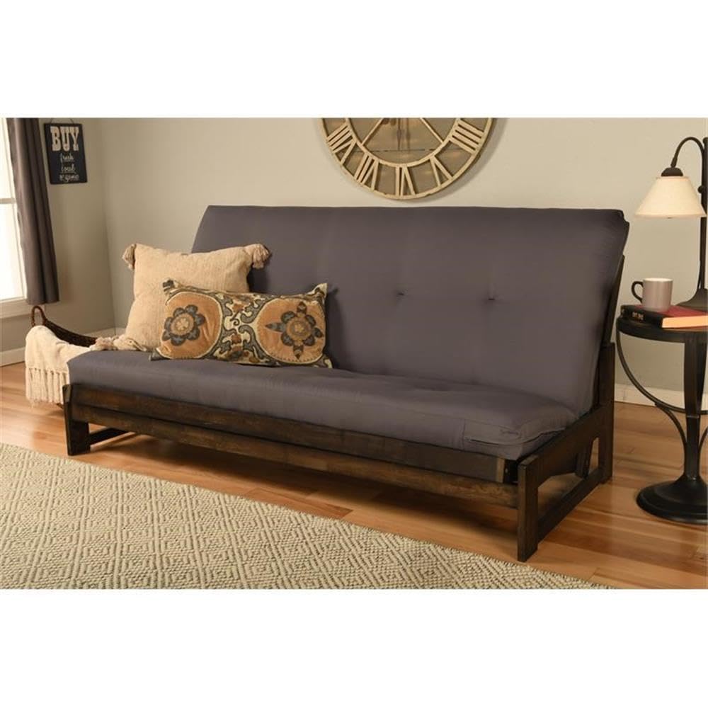 Kodiak Furniture High-Density Foam Full-Size Gray Twill Fabric Futon Mattress-Frame Not Included