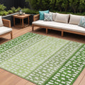 9 X 12 Green Sage And Ivory Geometric Washable Indoor Outdoor Area Rug