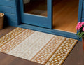 3 X 5 Orange Beige And Ivory Geometric Washable Indoor Outdoor Area Rug
