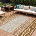 9 X 12 Orange Beige And Ivory Geometric Washable Indoor Outdoor Area Rug