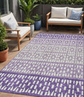 5 X 8 Purple Lavender And Ivory Geometric Washable Indoor Outdoor Area Rug