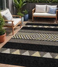5 X 8 Black Ivory And Wheat Southwestern Washable Indoor Outdoor Area Rug