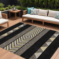 8 X 10 Black Ivory And Wheat Southwestern Washable Indoor Outdoor Area Rug