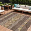 9 X 12 Brown Wheat And Copper Southwestern Washable Indoor Outdoor Area Rug