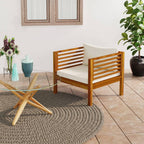 vidaXL Garden Chair: Comfortable Solid Acacia Wood Patio Chair with Cream White Cushions - Great for Outdoor Spaces Like Patio, Deck, Balcony
