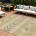 10 X 14 Gold Taupe And Beige Southwestern Washable Indoor Outdoor Area Rug