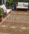 5 X 8 Orange Wheat And Taupe Southwestern Washable Indoor Outdoor Area Rug