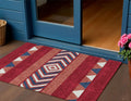 3 X 5 Red White And Navy Blue Southwestern Washable Indoor Outdoor Area Rug