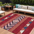 8 X 10 Red White And Navy Blue Southwestern Washable Indoor Outdoor Area Rug