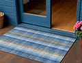 3 X 5 Denim Blue Sky Blue And Beige Plaid Washable Indoor Outdoor Area Rug