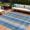 10 X 14 Denim Blue Sky Blue And Beige Plaid Washable Indoor Outdoor Area Rug