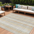 9 X 12 Ivory Beige And Tan Plaid Washable Indoor Outdoor Area Rug