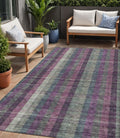 5 X 8 Plum Eggplant And Gray Plaid Washable Indoor Outdoor Area Rug