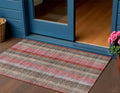 3 X 5 Red Pink And Pewter Plaid Washable Indoor Outdoor Area Rug