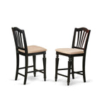 East West Furniture JACH5-BLK-C 5 Piece Kitchen Counter Set Includes a Round Dining Room Table with Pedestal and 4 Linen Fabric Upholstered Dining Chairs, 36x36 Inch, Black & Cherry