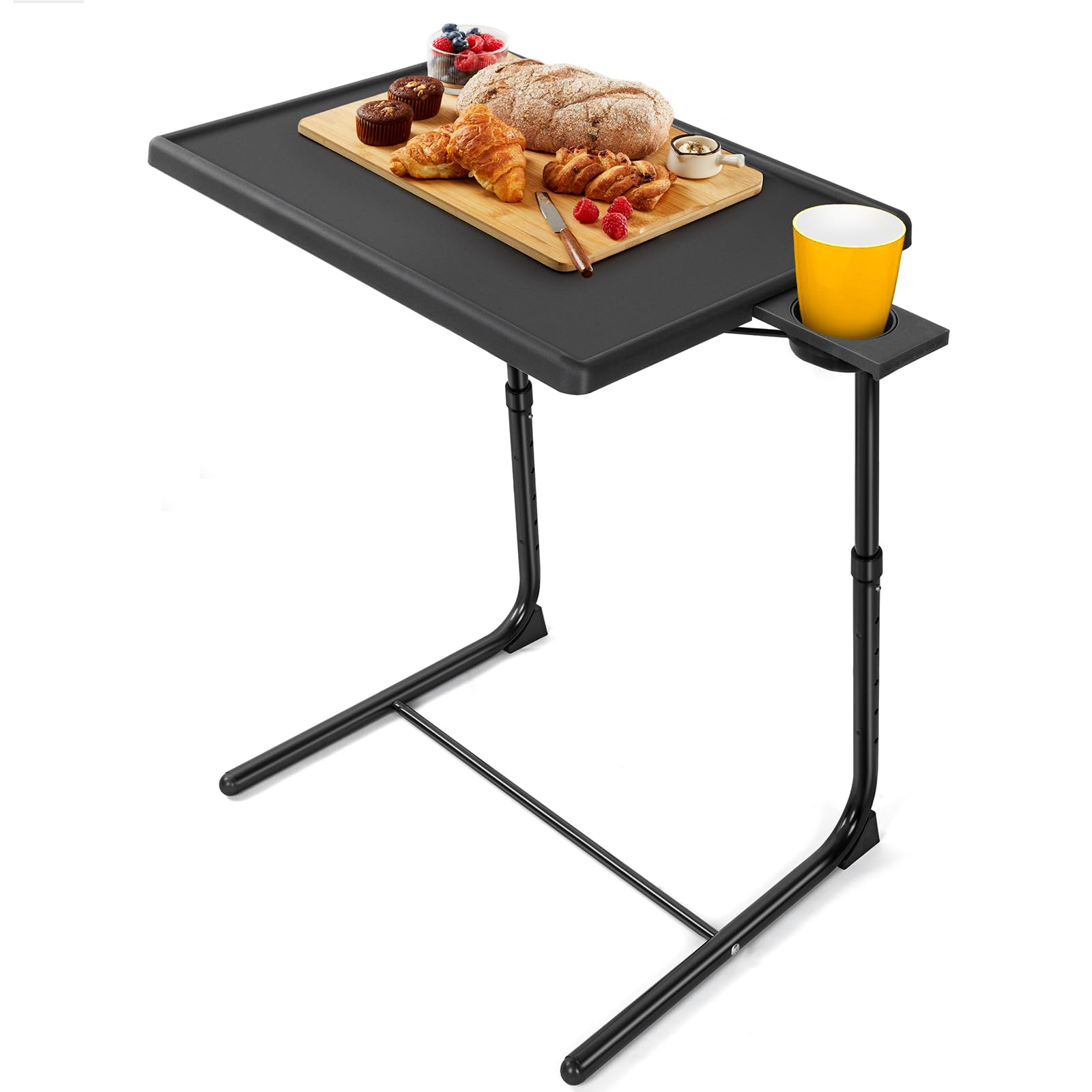 LORYERGO TV Tray - TV Table, Folding Table Trays, w/6 Height & 3 Tilt Angle, w/Cup Holder, Dinner Tray for Eating on Couch, Lapt