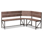 Baxton Studio Marston Modern Industrial Brown Finished Wood and Black Finished Metal 2-Piece Dining Nook Set