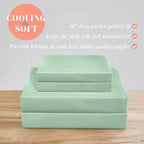 Elegant Comfort Luxurious 4-Piece Silky Satin Sheet Set, Skin And Hair Friendly, Wrinkle, Fade, Stain Resistant With Deep Pockets Fitted Sheet, Cooling Soft Satin Sheet Set, Cali King, Mint Green