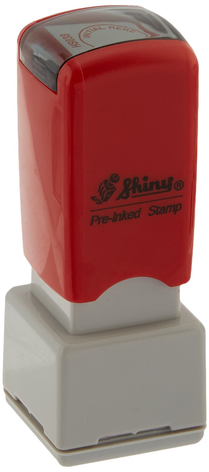 Shiny 'Initial Here' Round Stock Stamp, Red (Hs038)