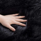 Orinova Black Rug For Bedroom 5X7 Area Rugs For Living Room Washable Shaggy Sheepskin Fluffy Fur Rug For Girl Room Rectangle Nur
