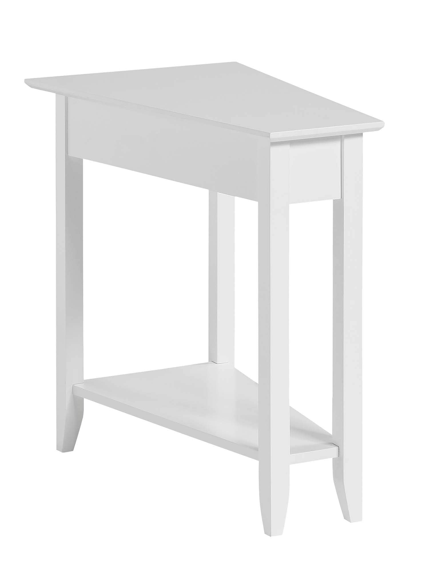 Convenience Concepts American Heritage Wedge End 24 Classic Living Storage Shelf, Side Family Room, Bedside Table, White