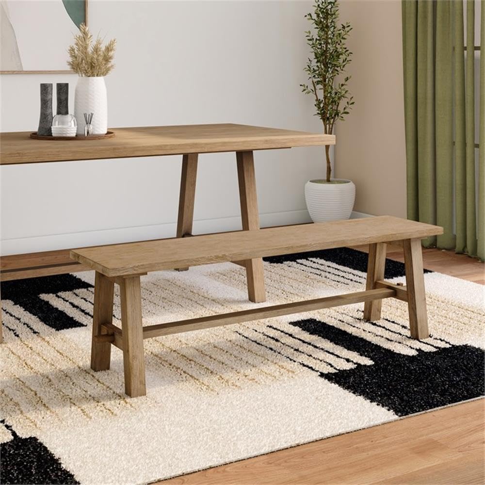 New Pacific Direct Bedford 59&quot; Dining Bench, Brushed Smoke