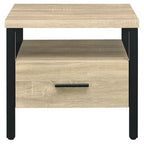 Acme Yawan Wooden Accent Table With Storage In Oak And Black