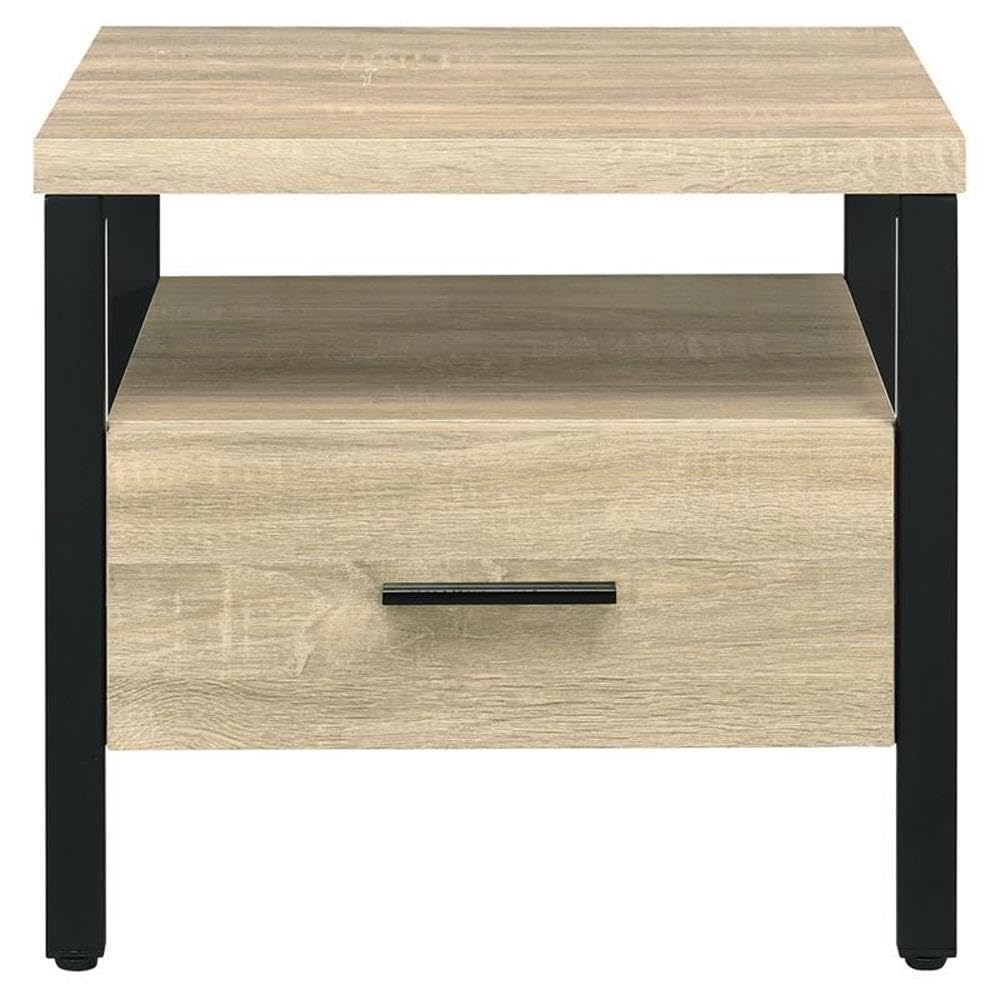 Acme Yawan Wooden Accent Table With Storage In Oak And Black