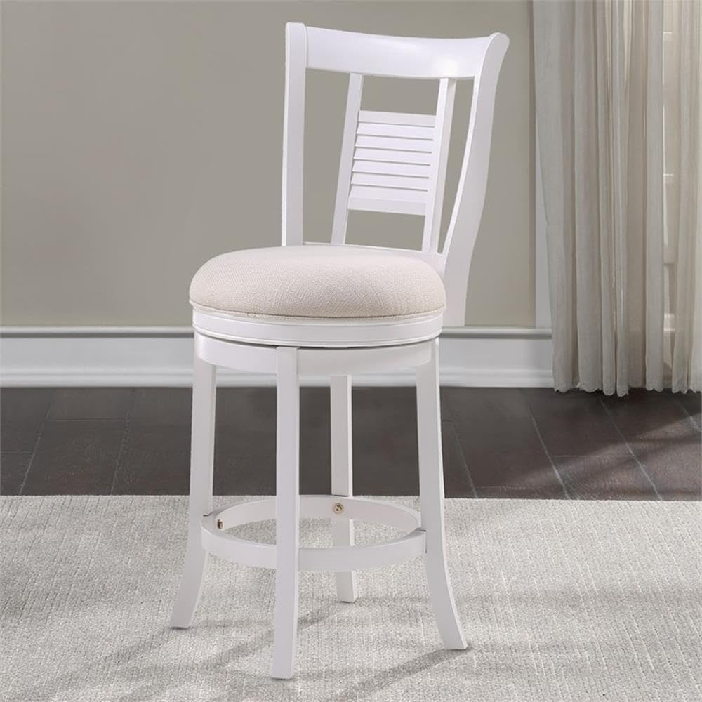 American Woodcrafters Grove White Solid Wood 360-Degree Swivel Counter Bar Stool