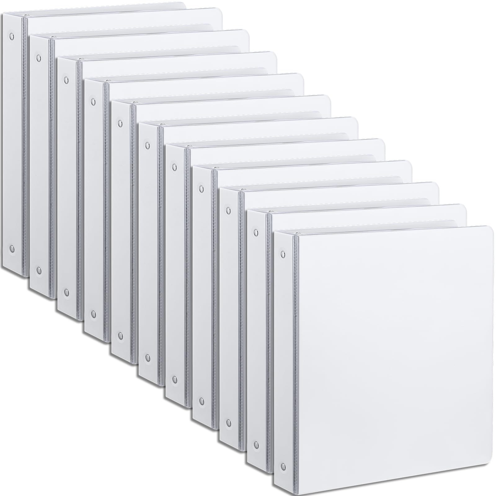 Yeaqee 10 Pcs 1 Inch 3 Ring Binders With 2 Interior Pockets, Round Rings, Holds Us Letter Size 8.5 X 11 Inch 200 Sheets, Light,