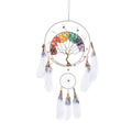 7 Chakras Tree of Life Dream Catcher Wall Decor with Rainbow Healing Crystal Stone Handmade White Feather DreamCatchers Wall Han