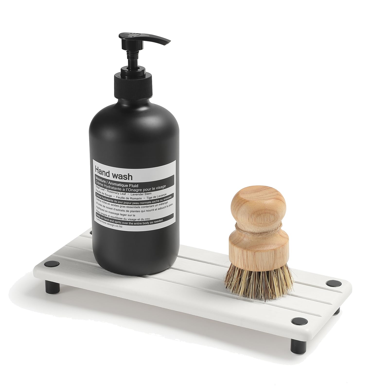 Razborci Instant Dry Sink Caddy Kitchen Sink Organizer, Quick Drying Diatomaceous Earth Stone Sink Tray Sponge Holder Soap Dish,