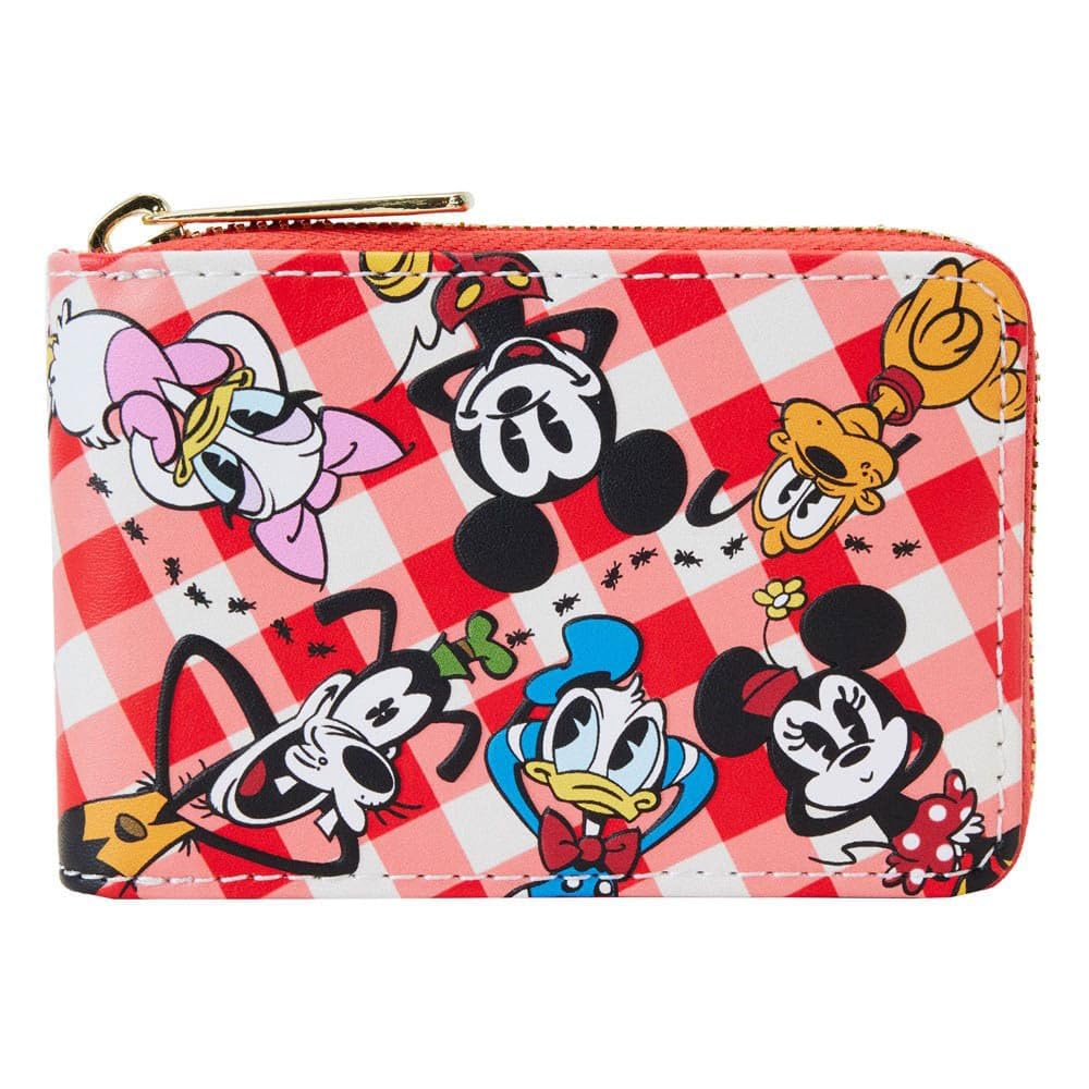Loungefly Disney Mickey and Friends Picnic Basket Accordion Zip Around Wallet, Black