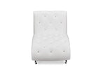 Baxton Studio Pease Contemporary Faux Leather Upholstered Crystal Button Tufted Chaise Lounge, White