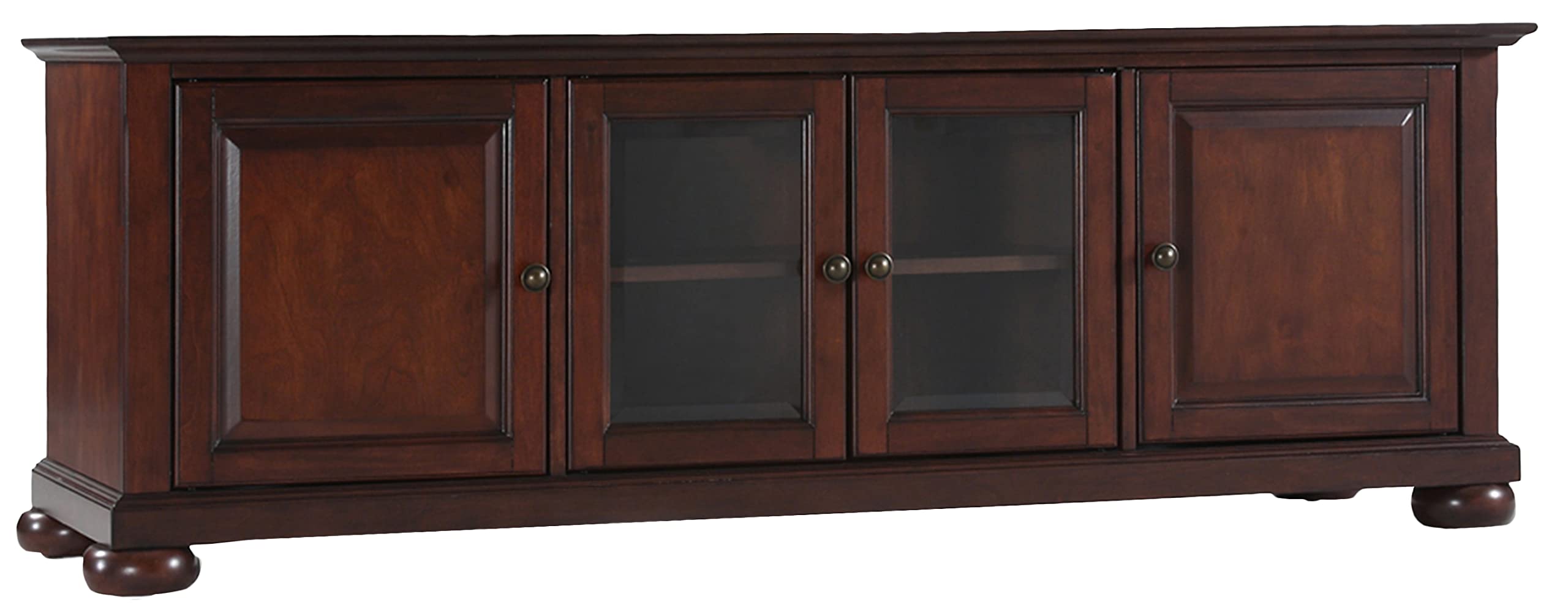 Crosley Furniture Alexandria Low Profile Tv Stand For 65+ Inch Tvs, Entertainment Center With Storage Shelves, Vintage Mahogany